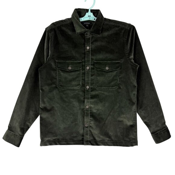 Express Men's Long Sleeve Buttons Green Corduroy Shirt Jacket Size Small NWOT - Picture 1 of 10